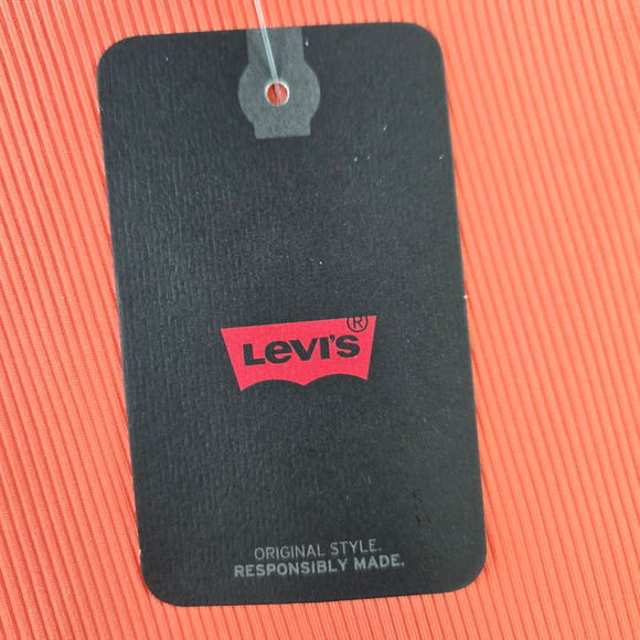 Levi's Coral Orange Ribbed High Rise Bike Shorts Stretchy Activewear Size Medium - Picture 4 of 9